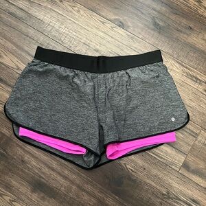 Layers Pink & Gray Athletic Shorts